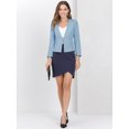 thumbnail image 3 of Oficina de trabajo para mujer, sin cuello, con cremallera, abrigo corto, traje, chaqueta, chaqueta cortada Azul polvoriento S, 3 of 6
