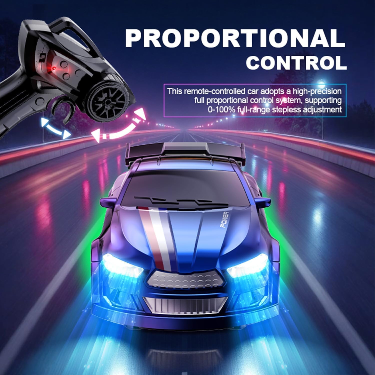 Skidboiz Remote Control Cars, Mini RC Drift Car, 2.4ghz Stunt Drifting RC Toys with 2-Speed Modes, 1:64 Scale USB Rechargeable with Led Lights（x）