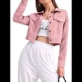 thumbnail image 1 of Chaqueta Informal Retro de Larga con Solapa y Botones de para Mujer Rosa L, 1 of 8
