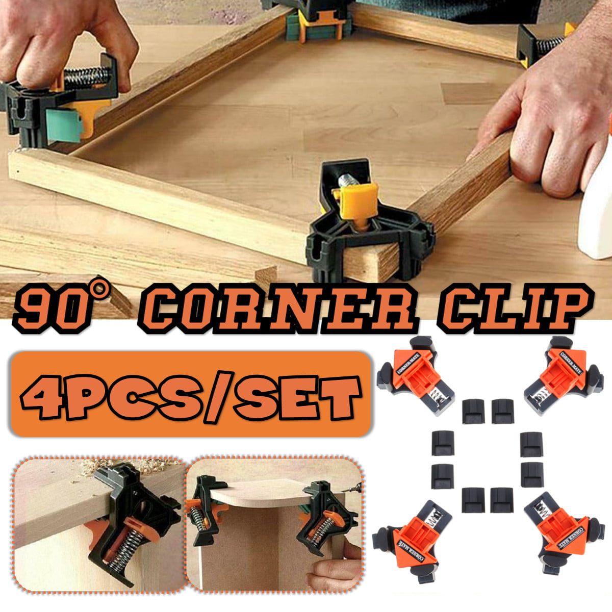 4PCS Corner MATE 90°Degree Right Angle Corner Clip Clamp Woodworking Hand  Tool Tools & Workshop Equipment Hand Tools