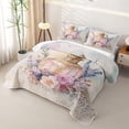 thumbnail image 3 of Castle Fairy Floral Perfume Print Twin Quilt Set,Vintage Watercolor Flowers Pattern Twin Coverlet Set,Pink Purple, 3 of 7