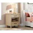 thumbnail image 4 of Set of 2 Bedside Tables with 2 Drawers, Beige End Table with Charging Station, Wooden Nightstand for Bedroom, Living Room, 4 of 6