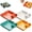 Four-color mixed, variant on Sauce Separated Plate, Japanese Dumpling Plate, Dumpling Plate with Compartment Dipping Saucer, Simple Square Design, Easy to Clean, For Sushi, Chips, Fried Chicken Nuggets