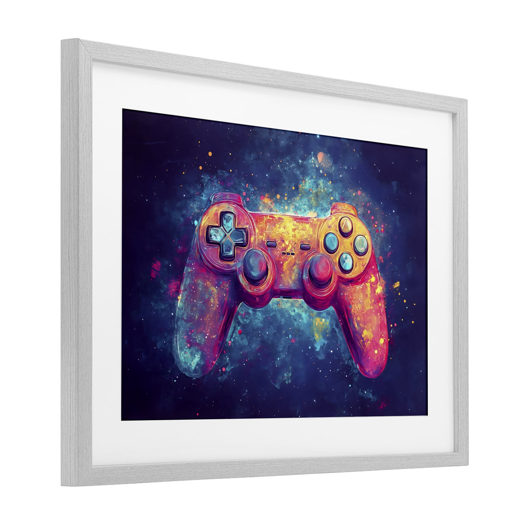 Stupell Industries Futuristic Cosmic Game Controller Gray Framed Print Under Glass, design by Creative Studio