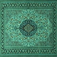 thumbnail image 1 of Ahgly Company Machine Washable Indoor Square Medallion Turquoise Blue Traditional Area Rugs, 7' Square, 1 of 4