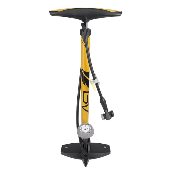 BV Bike Floor Pump with Gauge, Bicycle Ergonomic Tire Air Inflator with Twin Valve Head, 160 psi High Pressure, Compatible with Presta and Schrader, Ball Needles Included