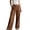 Coffee, variant on Women's Patch Pocket Wide Leg Pants, Button Zip Waist, Front Patch Pockets, Relaxed Fit