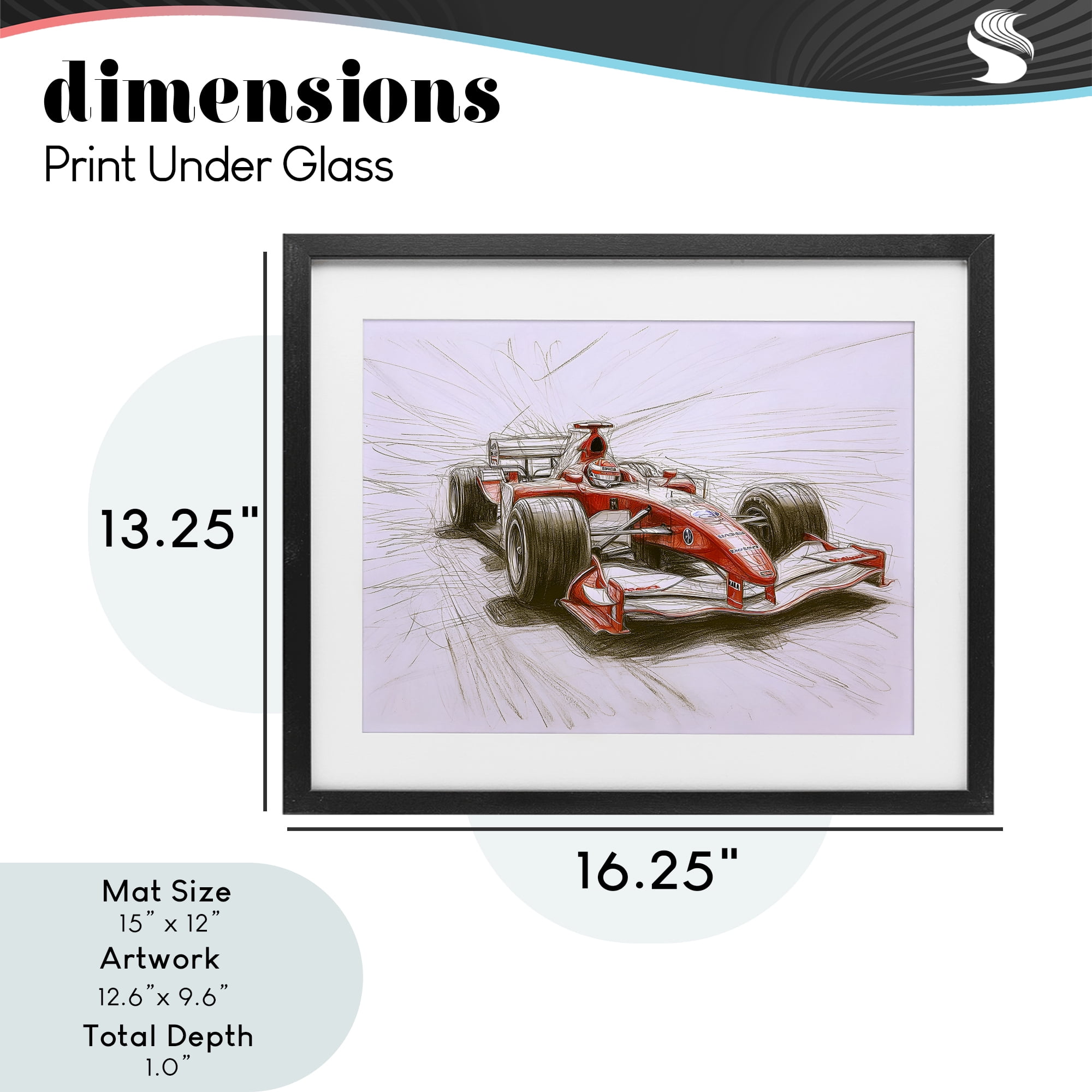 Stupell Industries Sketched Race Car Concept Black Framed Print Under Glass, design by Steve Hunziker