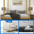 thumbnail image 3 of Dextrus Queen Size Gold Metal Four Poster Canopy Bed Frame-Sturdy 14'' Platform with Built-in Headboard, 3 of 6