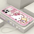 thumbnail image 1 of Sanrio Hello Kitty Cartoon Liquid Left Rope For Apple iPhone 15 14 13 12 11 XS XR X 8 7 SE Pro Ultra Max Plus Mini Phone Case LXY, 1 of 7