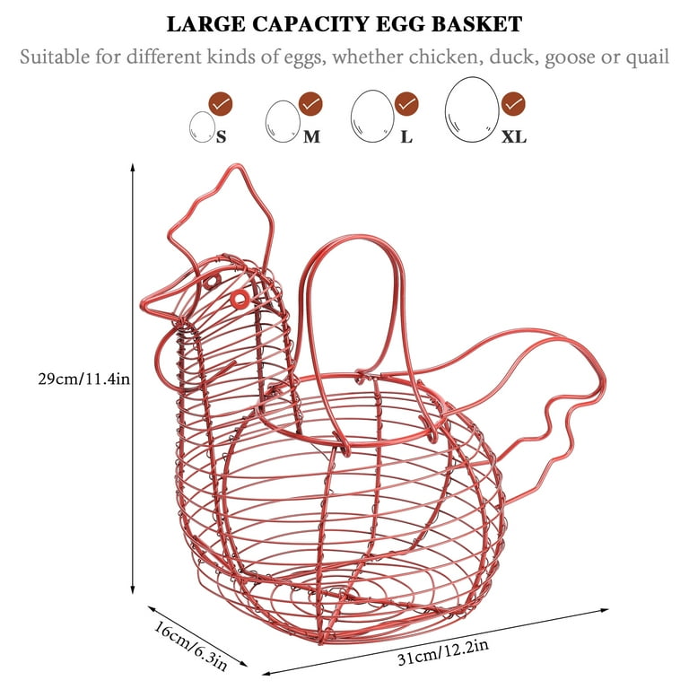 Chicken Egg Holder, Small Wire Egg Collecting Basket with Handle for Farm  Eggs, Fruits, Vegetables, Metal Wire Chicken Basket Decor for Kitchen,  Countertop, Farmhouse Rustic Style 