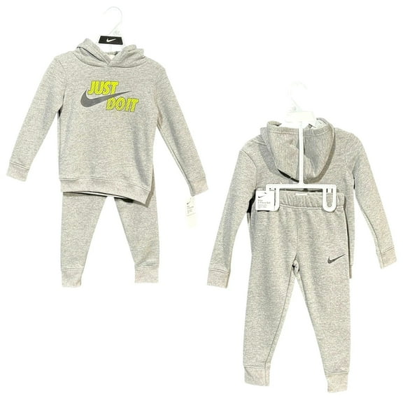 Nike Little Boys Fleece Pullover Hoodie & Joggers Outfit Set Size 4 Gray-Green