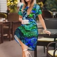 thumbnail image 3 of Balery Colorful Stained Glass Crocodile Vestidos sueltos de manga corta para mujer, vestidos de verano 2025, vestidos casuales de corte A con vuelo., 3 of 6