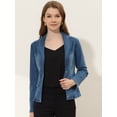 thumbnail image 2 of INSPIRE CHIC Chaqueta de mezclilla lavada de manga larga con botones y solapa con muesca para mujer Azules L, 2 of 5