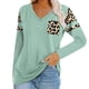 thumbnail image 1 of Camiseta informal con cuello en V y manga larga con estampado de leopardo para mujer Fridja  hj4073, 1 of 7