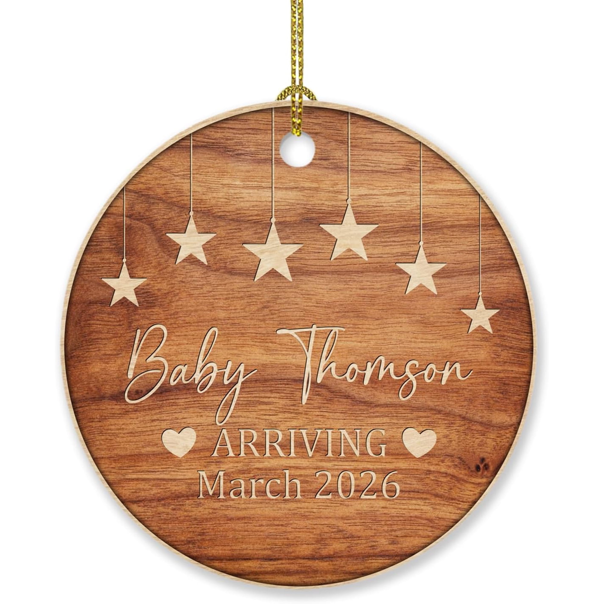 Personalized Baby Arriving 2026 Ornament, Bump's First Christmas, Custom Name & Year, Gift for New Grandpa Grandma, Pregnancy Announcement