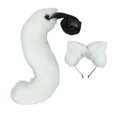 thumbnail image 2 of Conjunto de orejas y cola de gato, diadema con orejas de gato y cola, orejas de gatito de anime, Halloween Blanco, 2 of 3