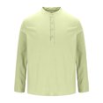 thumbnail image 4 of yillto 3/4 Sleeve Shirts for Men's V Neck Button Pullover Solid Color Textured Printed Shirt Tops, 4 of 5