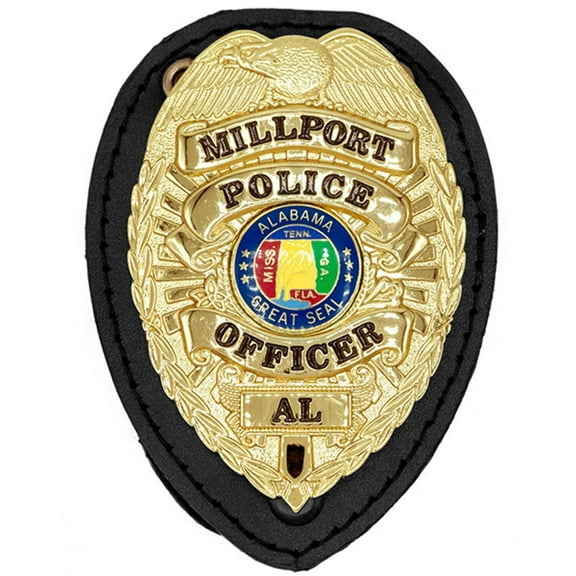 Hero's Pride Universal Teardrop Badge Holder, 3 x 4 in – Leather with Chain & Clip