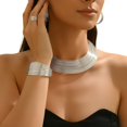 thumbnail image 2 of Geometric Line Design Choker Adjustable Layered Metal Jewelry Four Piece Bracelet Necklace Combo For, 2 of 4