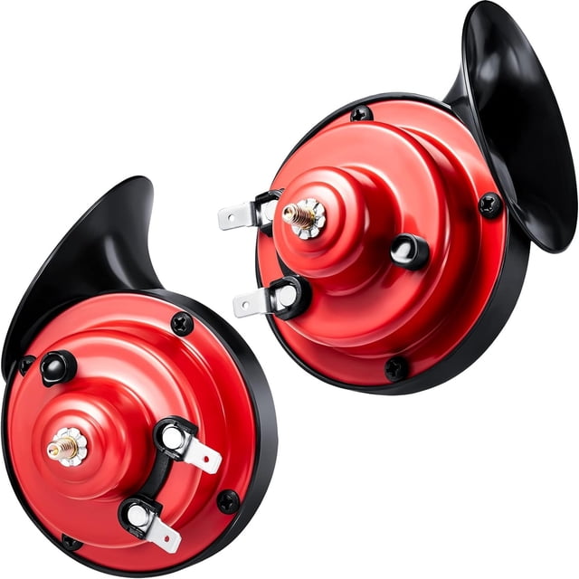 Bocinas altas y bajas Bocina automática impermeable Aire fuerte Caracol eléctrico Bocinas individuales con soportes y tornillos para automóvil motocicleta (rojo)