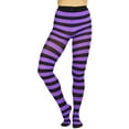thumbnail image 4 of ToBeInStyle Women's Full Footed Wide Striped Tights - Black And Purple, 4 of 6