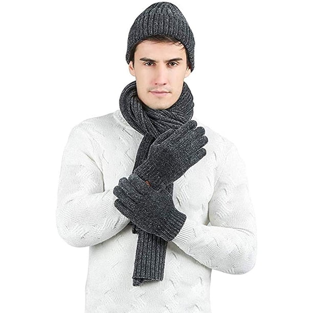 Women's Winter Beanie, Scarf & Gloves Set - Purple Knit Hat, Infinity Scarf & Touchscreen Gloves
