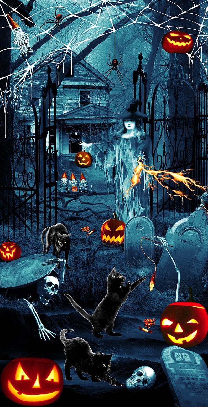Blank Quilting Thriller Night Glow in the Dark Halloween 23&quot; Panel Slate Cotton Fabric - Walmart.com