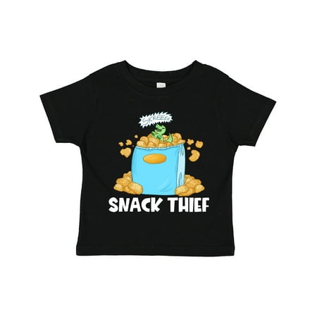 

Inktastic Snack Thief Little Dinosaur in Bag of Chips Gift Toddler Boy or Toddler Girl T-Shirt