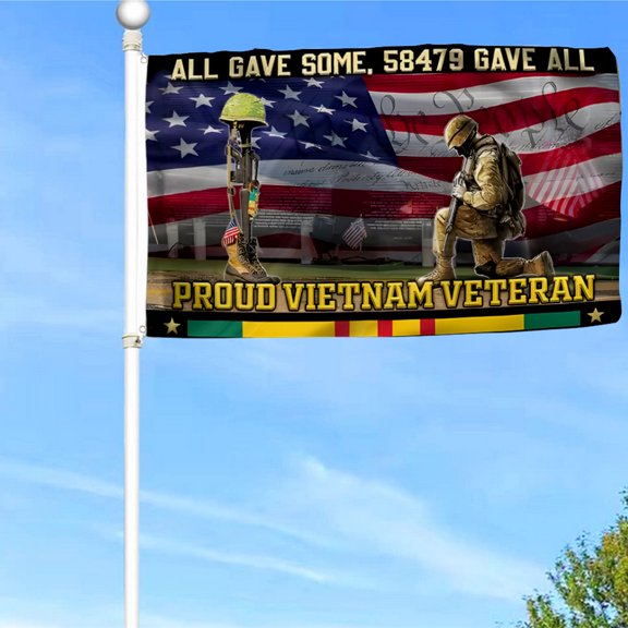 Bayyon All Gave Some 58479 Gave All Vietnam Veteran Military Flag Banner with Grommets 3x5Feet Man cave Decor