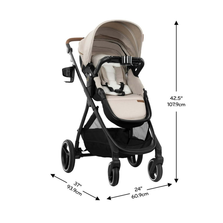 Evenflo Shyft Intuiti+ Travel System Featuring Revolve180 LiteMax NXT Preemie and Infant Car Seat with SensorySoothe and Green & Gentle (Champagne)