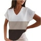 thumbnail image 1 of Camiseta informal para mujer, blusa estampada con cuello en V y manga corta, Tops Fridja  bn6534, 1 of 5