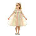 thumbnail image 2 of Kiijoy Girls Flutter Sleeve Tulle Dress Square Neck Tutu Princess Dress, Beige, Size 6M-6Y, 2 of 4