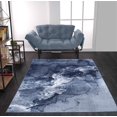 thumbnail image 3 of La Dole Rugs Blue Abstract Contemporary Marble Minimal Design Area Rug For Living Room Bedroom Dining Kitchen 6'7"x9'6", 3 of 7