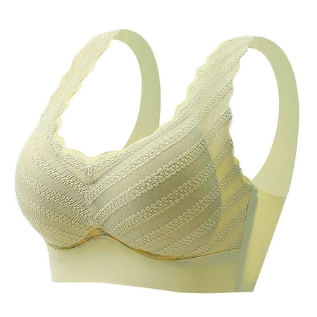 BYHONG Ladies Comfortable Breathable Lace Leaf Pattern Backless Bra Without Wire Support French Fixed Underwear Bra for Women Green L