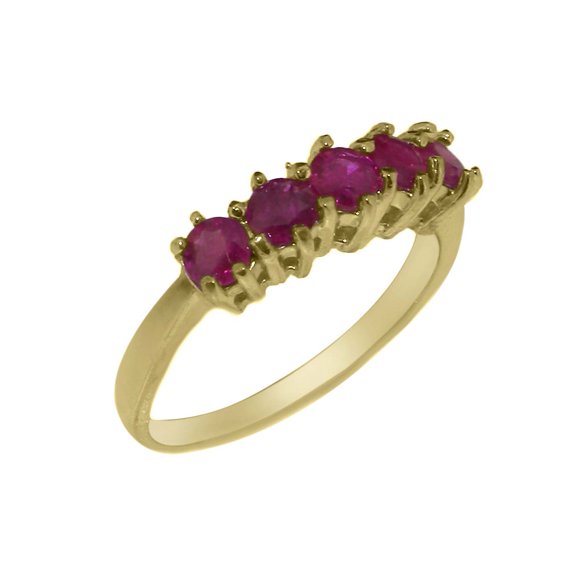 LBG British Made 10k Yellow Gold Natural Ruby Ladies Eternity Ring - 33 size options - Size 10