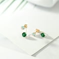 thumbnail image 4 of Gem Stone King 14K Yellow Gold Green Nano Emerald and Simulated White Opal Stud Earrings for Women | 2.54 Cttw | Gemstone May Birthstone | Round 6MM, 4 of 4
