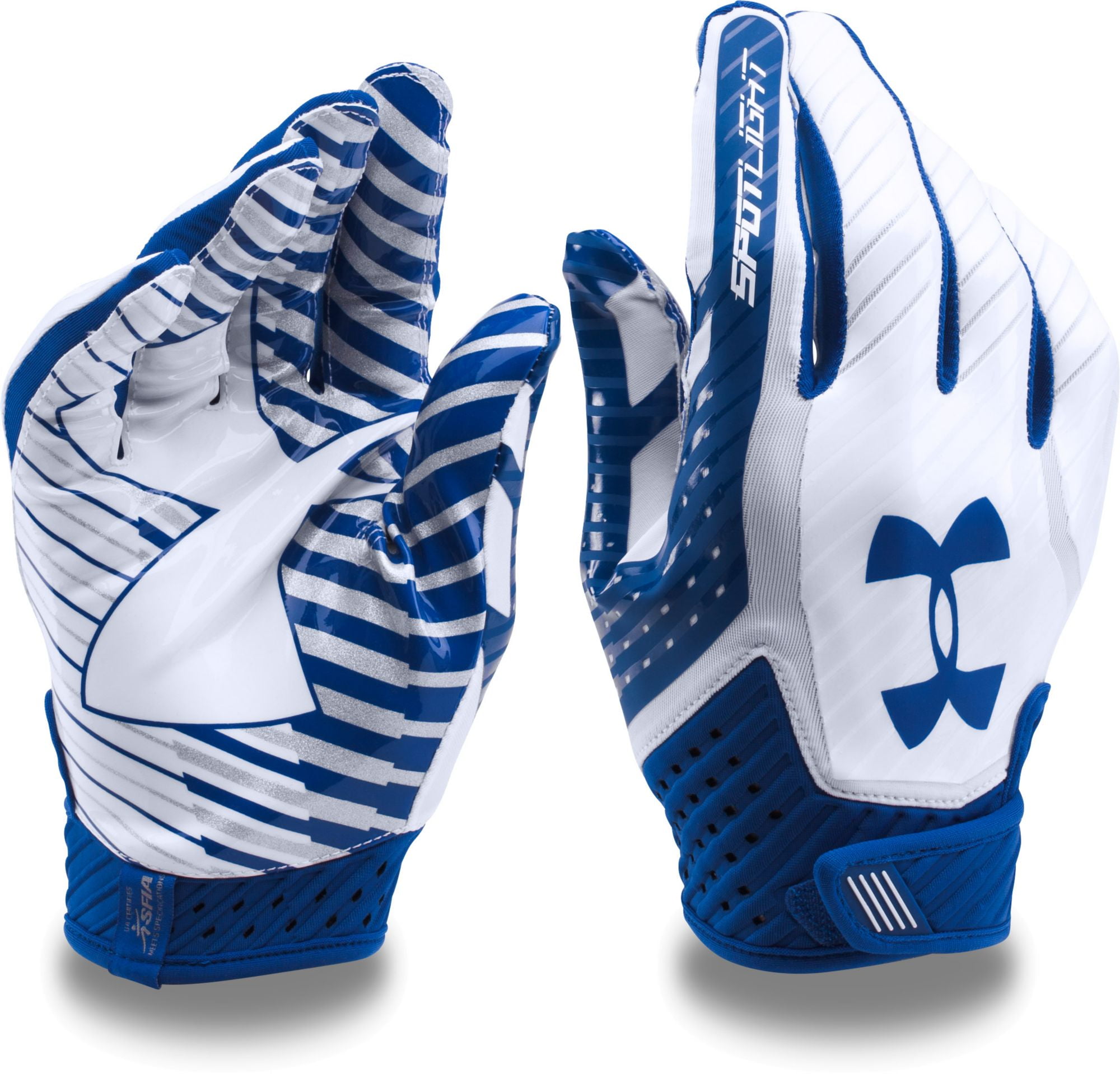 under armour men's spotlight football gloves,royal (400)/royal, medium