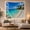 Window To Beach, variant on Open White Window to Turquoise Beach with Palm Trees, Peaceful Coastal for Beach Lovers, Tropical Seascape Wall Art, Housewarming Gift Tapestry Wall Hanging for Bedroom and Living Room