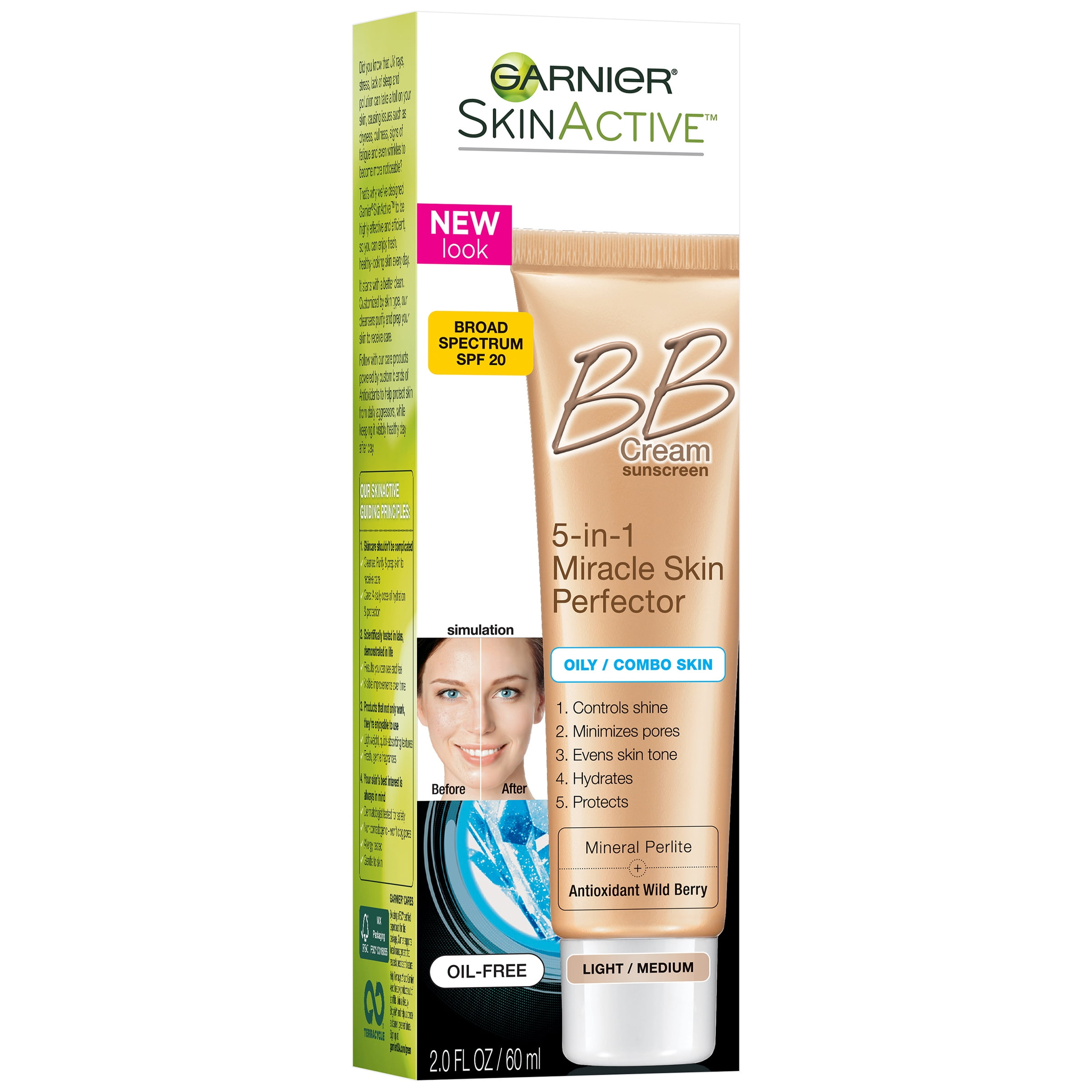 Garnier SkinActive BB Cream OilFree Face Moisturizer, Light/Medium, 2