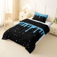 thumbnail image 2 of Castle Fairy Ice Cream Drip Twin Comforter Sets 2pcs, Stars Print Bedding Set,Black Blue,Black Reversible,1 Comforter and 1 Pillowcase, 2 of 6