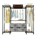 thumbnail image 2 of IVV Heavy Duty Wire Garment Rack with 2 Hanger Rods, 4 Fabric Drawers, and Storage Shelf, Freestanding Closet Wardrobe, Black, 54.7"L x 13.8"W x 76.7"H, 2 of 9