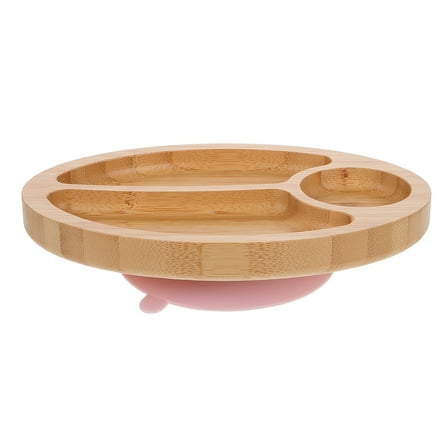 WHAMVOX Durable Bamboo Suction Feeding Plate for Babies with Divided Design and Strong Suction Base in Khaki