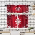 thumbnail image 4 of Red Christmas Curtains Valances Set,Merry Xmas Snowflake Decoration Kitchen Window Curtains Tier and Valance Curtain Set for Bedroom Living Room 54x18 & 27x24x2, 3 Panel, 4 of 5