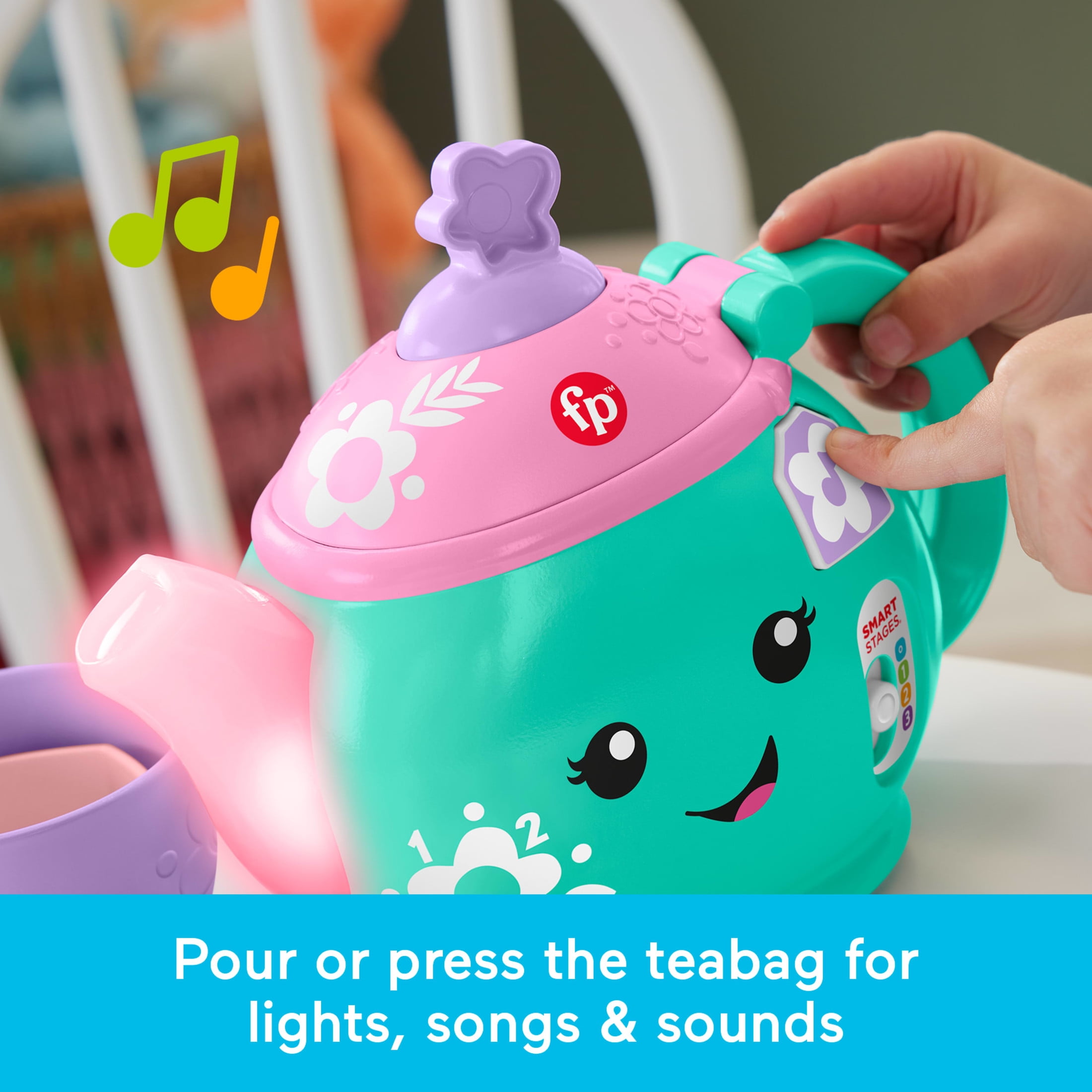 Fisher-Price Laugh & Learn Time for Tea Set, Interactive Toddler Learning Toy, 9 Pieces