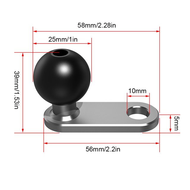 Soporte De Base De Aleación De Aluminio Cabeza De Bola De Goma Convertidor De Espejo Retrovisor Montaje De Cabeza De Bola Para Motocicleta Scooter Eléctrico Teléfonos Móviles Inevent VI004573-00
