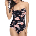 thumbnail image 3 of Hilor Women's Bandeau One Piece Swimsuits Front Twist Swimwear Strapless Ruched Bathing Suits Tummy Control, 3 of 7