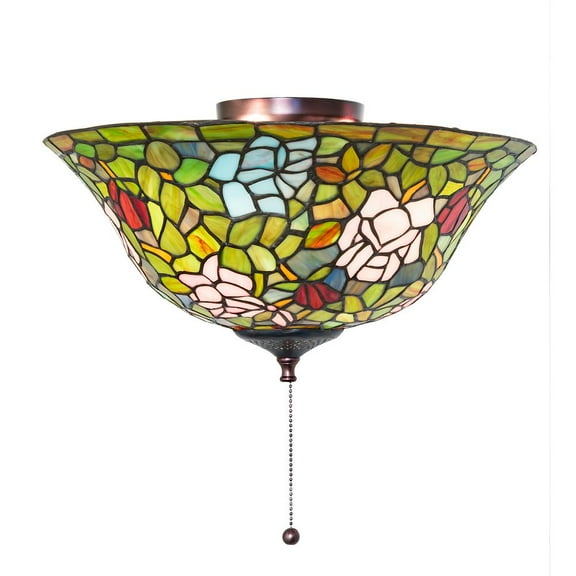 Meyda Tiffany 3 Light Tiffany Rosebush Flush Mount