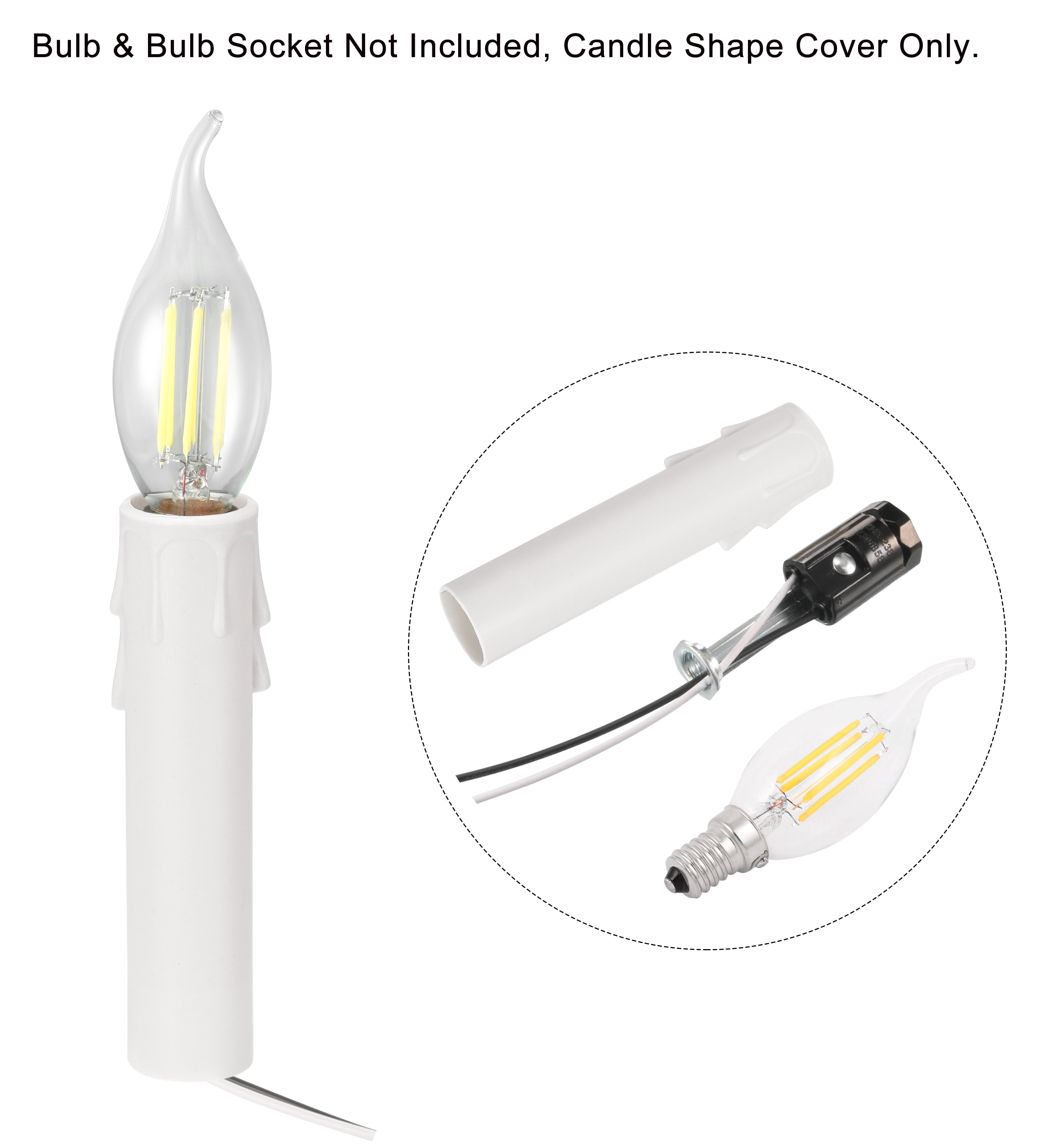 Unique Bargains Plastic Candle Socket Covers for Candelabra Bases White 1.18" x 3.94"