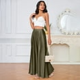 thumbnail image 2 of 2026 Satin Elastic Waisted Maxi Skirt with Pocket A-Line Spring Summer Casual Long Skirts for Women, 2 of 6